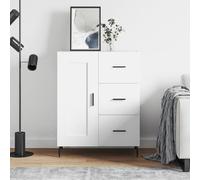 Teenpull Buffet Blanc en Bois d'ingénierie 69,5x34x90 cm, Buffet Cabinet avec Rangement, Commode Sideboard pour Salle à Manger et Cuisine, Meuble Buffet avec tiroirs et Portes, Pieds en métal Stable