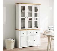Teenpull Buffet BODO Blanc et Marron en Bois Massif de pin 115,5x43x200,5 cm, Buffet Cabinet avec Rangement, Buffet Table avec Storage, credenza pour Salle à Manger et Cuisine
