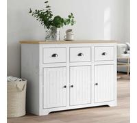Teenpull Buffet BODO Blanc et Marron en Bois Massif de pin 115,5x44x80 cm, Buffet Cabinet avec Rangement, Buffet Table avec Stockage, Buffet Cuisine, Meuble Buffet Salle à Manger