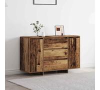Teenpull Buffet Bois Ancien en Bois d'ingénierie 120 x 41 x 75 cm avec 3 tiroirs et 2 Portes, Meuble de Rangement Durable pour Salon et Salle à Manger, Design Contemporain Minimaliste