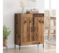 Teenpull Buffet Bois Ancien en Bois d'ingénierie et Fer 69,5 x 34 x 90 cm avec 2 Portes Poignées Finition Mate Meuble Bas de Rangement pour Salle à Manger et Cuisine