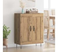 Teenpull Buffet chêne Artisanal 69,5 x 34 x 90 cm Meuble Bas avec Rangement, Buffet Cabinet Contemporain pour Salle à Manger et Salon, Sideboard Buffet Cabinet en Bois d'ingénierie et Fer