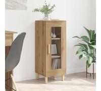 Teenpull Buffet chêne Artisanal en Bois d'ingénierie 34,5 x 32,5 x 90 cm avec Porte en Verre, Meuble Bas de Rangement pour Salle à Manger et Cuisine, Buffet Contemporain Stable et spacieux