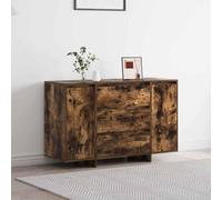 Teenpull Buffet chêne fumé 120 x 41 x 75 cm en Bois d'ingénierie Meuble Buffet avec Rangement 3 tiroirs 2 Portes pour Salon Salle à Manger Design Contemporain Durable