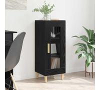 Teenpull Buffet chêne Noir 34,5 x 32,5 x 90 cm en Bois d'ingénierie avec Porte en Verre, Meuble Bas de Rangement pour Salle à Manger et Cuisine, Buffet Contemporain Stable et Fonctionnel