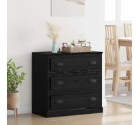Teenpull Buffet chêne Noir 70 x 35,5 x 67,5 cm Bois d'ingénierie Robuste Meuble Bas avec tiroirs, Buffet Cabinet pour Salon et Salle à Manger, Rangement Pratique et Design Rustique