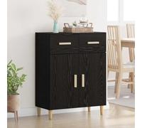 Teenpull Buffet chêne Noir en Bois d'ingénierie 34 x 69,5 x 89 cm avec tiroirs et Portes, Meuble Bas de Rangement pour Salon et Salle à Manger, Buffet Cabinet Polyvalent et Design Contemporain