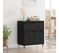 Teenpull Buffet chêne Noir en Bois d'ingénierie et Fer 60 x 35 x 70 cm Meuble Bas avec Rangement spacieux et tiroirs pour Salle à Manger et Salon Contemporain