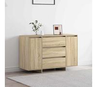 Teenpull Buffet chêne Sonoma en Bois d'ingénierie 120 x 41 x 75 cm avec 3 tiroirs et 2 Portes, Meuble de Rangement pour Salon et Salle à Manger, Design Contemporain Durable et Fonctionnel