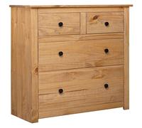 Teenpull Buffet en Bois de pin Massif 80x40x83 cm avec 4 tiroirs, Meuble de Rangement pour Salon et Salle à Manger, Design Rustique Naturel et Surface Robuste pour Objets décoratifs