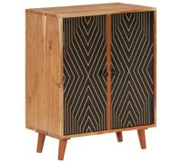 Teenpull Buffet en Bois Massif d'acacia 60x35x74 cm Noir, Buffet Cabinet avec Rangement, Buffet Table avec Espace pour Cuisine et Salle à Manger, Meuble Sideboard pour Salon, credenza Pratique