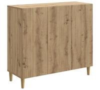 Teenpull Buffet en chêne Artisan, 89 x 34,5 x 80 cm, avec 3 portes et étagères, commode polyvalente pour salon, salle à manger, couloir, design vintage moderne, espace de rangement et étagère