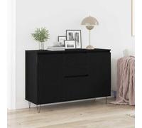 Teenpull Buffet en chêne noir, 101,5 x 35 x 70 cm, en bois dérivé du bois, 2 portes, 2 tiroirs, design moderne pour salon, salle à manger, espace de rangement