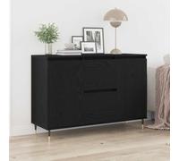 Teenpull Buffet en chêne noir, 101,5 x 35 x 70 cm, en bois dérivé du bois, avec 2 portes et tiroirs, design moderne, buffet pour salon, salle à manger, espace de rangement polyvalent