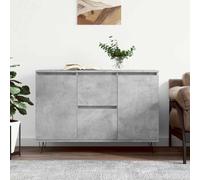 Teenpull Buffet Gris béton en Bois d'ingénierie 101,5x35x70 cm avec Pieds en Fer, Meuble de Rangement spacieux, Buffet Cabinet pour Salon, Salle à Manger, Cuisine, Stockage organisé