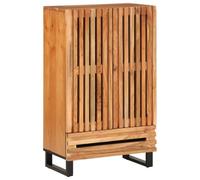 Teenpull Buffet haut 60 x 34 x 100 cm en bois d'acacia massif, buffet robuste de style industriel, avec portes et tiroir, meuble polyvalent pour salon et chambre à coucher