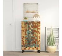 Teenpull Buffet haut avec tiroir 60 x 33 x 100 cm, bois recyclé massif et fer, design industriel, pour salon, salle à manger, cuisine, grand espace de rangement