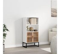 Teenpull Buffet haut blanc 60 x 35 x 125 cm, bois de pin massif, armoire de rangement stable pour salon, salle à manger