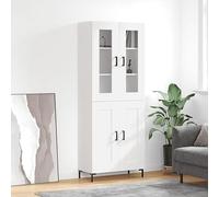 Teenpull Buffet Haut Blanc en Bois d'ingénierie 69,5x34x180 cm, Buffet Cabinet avec Rangement, Meuble Buffet pour Cuisine et Salle à Manger, crédence Stable avec Pieds en métal