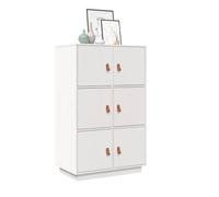 Teenpull Buffet Haut Blanc en Bois Massif de pin 67x40x108,5 cm, Buffet Cabinet avec Rangement, Sideboard pour Salon et Cuisine, crédence avec 6 Portes, Meuble Buffet Table avec Stockage