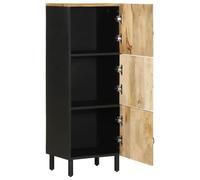 Teenpull Buffet haut en bois de manguier rugueux, 40 x 33,5 x 110 cm, avec 3 portes, pour salon et salle à manger, offre un espace de rangement et une touche vintage pour votre maison