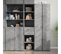 Teenpull Buffet haut en bois - Gris béton - 40 x 42,5 x 185 cm - Meuble de rangement pour salon, salle à manger, couloir - Design moderne