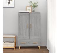 Teenpull Buffet haut en bois gris Sonoma 70 x 31 x 115 cm, armoire avec 2 compartiments, 1 tiroir, design scandinave, buffet pour salon, salle à manger