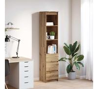 Teenpull Buffet haut en chêne artisanal, 37,5 x 35 x 180 cm, en bois dérivé du bois, multi-usages avec 3 tiroirs, espace de rangement pour salon, cuisine, salle à manger
