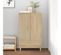 Teenpull Buffet haut en chêne Sonoma - 70 x 31 x 115 cm - Avec 2 compartiments et 1 tiroir - Design scandinave - Buffet polyvalent - Pour salon, salle à manger, cuisine