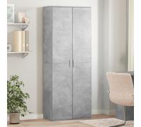 Teenpull Buffet haut gris béton 70 x 35 x 180 cm en bois avec espace de rangement - Design moderne pour salon, couloir et salle à manger - Résistant à l'humidité