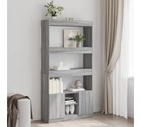 Teenpull Buffet haut gris Sonoma 92 x 33 x 180 cm, en bois dérivé du bois, étagère sur pied durable avec portes, espace de rangement polyvalent pour salon, chambre à coucher, bureau