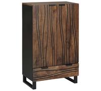 Teenpull Buffet haut marron 60 x 33 x 100 cm, en bois de manguier massif, avec tiroir et porte, espace de rangement pour salle à manger, salon, buffet polyvalent