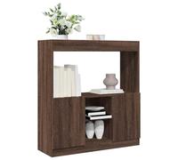 Teenpull Buffet haut marron aspect chêne 92 x 33 x 100 cm, en bois dérivé du bois, étagère sur pied avec portes, beaucoup d'espace de rangement pour salon, chambre à coucher, bureau, bibliothèque