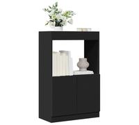 Teenpull Buffet haut, noir, 63 x 33 x 100 cm, en bois dérivé du bois, étagère sur pied avec portes, bibliothèque pour salon, chambre à coucher, bureau, beaucoup d'espace de rangement