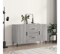 Teenpull Buffet moderne gris Sonoma 100 x 36 x 60 cm, matériau dérivé du bois, pieds en métal, espace de rangement pour salon, salle à manger, couloir, buffet polyvalent