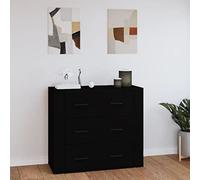 Teenpull Buffet noir 80 x 33 x 70 cm, en matériau dérivé du bois, armoire de buffet avec espace de rangement, pour salon, salle à manger, cuisine, meuble polyvalent