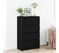 Teenpull Buffet noir aspect chêne 60 x 35 x 98,5 cm avec 4 tiroirs, espace de rangement pour salon, couloir, cuisine, salle à manger, buffet durable