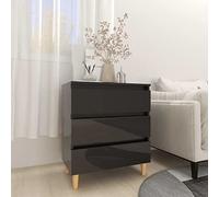 Teenpull Buffet Noir Brillant en Bois d’ingénierie 60x35x69 cm avec 3 tiroirs Armoire Buffet Cabinet de Rangement pour Cuisine Salon Salle à Manger