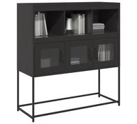 Teenpull Buffet Noir en Acier laminé à Froid 100,5x39x107 cm Meuble Buffet avec Rangement pour Salle à Manger Salon Bureau, Armoire de Rangement Multifonction stabile et Pratique
