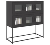 Teenpull Buffet Noir en Acier laminé à Froid 100,5x39x107 cm, Meuble Buffet avec Rangement spacieux, Armoire de Salle à Manger, Buffet de Cuisine, Buffet pour Salon et entrée
