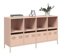 Teenpull Buffet rose - 135 x 39 x 73,5 cm - En acier laminé à froid - Avec 4 tiroirs et compartiments - Pour salon et salle à manger - Design moderne