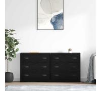 Teenpull Buffets 2 pcs Chêne Noir en Bois d'ingénierie 70 x 35,5 x 67,5 cm Buffet Cabinet avec tiroirs Rangement Cuisine Salle à Manger Design Moderne Durable