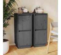Teenpull Buffets 2 pcs Gris en Bois de Pin Massif 31,5x34x75 cm Ensemble Buffet Cabinet avec Rangement, Buffet Table pour Cuisine et Salle à Manger, Sideboard Credenza pour Salon