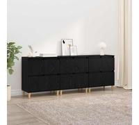 Teenpull Buffets 3 pcs Chêne Noir en Bois d'ingénierie 60 x 35 x 70 cm Buffet Cabinet avec Rangement pour Cuisine Salle à Manger Sideboard Buffet Cabinet
