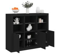 Teenpull Buffets Noirs en Bois d'ingénierie 3 pcs avec lumières LED réglables, Buffet Cabinet avec Rangement spacieux, Buffet Table with Storage pour Salle à Manger et Salon