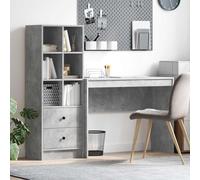 Teenpull Bureau avec espace de rangement, 2 pièces, gris béton, 100 x 40 x 76 cm, matériau dérivé du bois, ensemble de meubles de bureau moderne, bureau à domicile, espace d'apprentissage, polyvalent