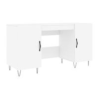 Teenpull Bureau Blanc 140x50x75 cm en Bois d'ingénierie avec Pieds en Fer, Bureau avec Rangement, Bureau d'ordinateur pour Bureau à Domicile, Bureau de Travail Stable et Fonctionnel