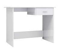 Teenpull Bureau Blanc Brillant en Bois d’ingénierie 100x50x76 cm avec tiroir, Bureau d’Ordinateur Compact pour Espace de Travail à Domicile, Bureau de Coin Pratique et Facile à Nettoyer