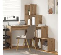 Teenpull Bureau d'angle en Bois d'ingénierie chêne Artisanal 149,5 x 101,5 x 149,5 cm avec Rangement étagères, Bureau pour Ordinateur, Bureau de Bureau à Domicile, Bureau de Travail Ergonomique