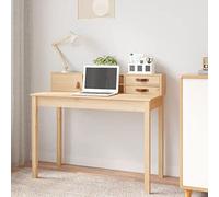 Teenpull Bureau en Bois Massif de pin 110x50x93 cm avec Grand Espace de Rangement, Bureau d'ordinateur Compact et Robuste pour Bureau à Domicile ou Espace de Travail organisé